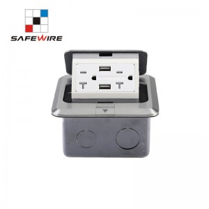 Safewire HTD-J02L Floor Receptacle Junction Box Brass Outlet Cover EV charging station