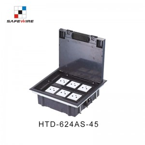 Safewire#HTD-624-45  : 12 ways 45*45mm modules capacity floorbox, plastic box for raised floor or concrete floor (additional stainless steal box)