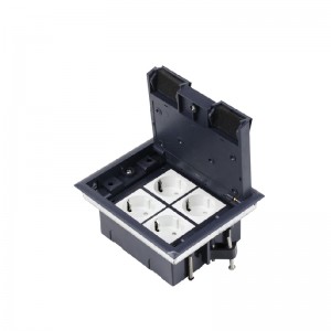 Safewire#HTD-622-SS  : 8 ways 4 modules 45*45mm modules floorbox,adjustable plastic box for raised floor or concrete floor  (additional stainless steal box)