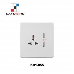 Safewire KC1-055 13A MF switched socket with 2USB 10A