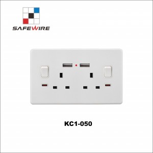 Safewire KC1-050 2x13A socket with 2 USB Port 13A