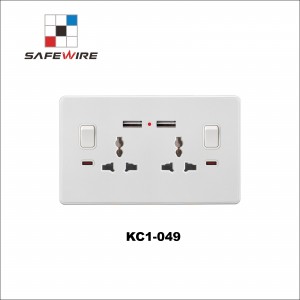 Safewire KC1-049 MF 2x13A socket with 2 USB Port 13A