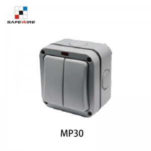 Safewire MP30 2 Gang 1 way or 2 way 20A D.P switch IP66 waterproof On-wall installation box