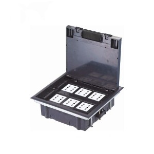 Safewire#HTD-624-45-SS  : 12 ways 45*45mm modules capacity floorbox, plastic box for raised floor or concrete floor (additional stainless steal box)