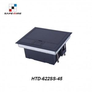 Safewire#HTD-622-SS  : 8 ways 4 modules 45*45mm modules floorbox,adjustable plastic box for raised floor or concrete floor  (additional stainless steal box)