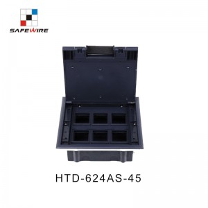 Safewire#HTD-624-45  : 12 ways 45*45mm modules capacity floorbox, plastic box for raised floor or concrete floor (additional stainless steal box)