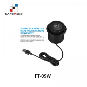 Safewire FT-09W Furniture Embedded Fast Wireless Charger with Pop-up Dual Built-in USB-a Output Charging