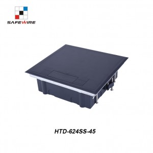 Safewire#HTD-624-45-SS  : 12 ways 45*45mm modules capacity floorbox, plastic box for raised floor or concrete floor (additional stainless steal box)