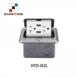 Safewire HTD-J02L Floor Receptacle Junction Box Brass Outlet Cover EV charging station