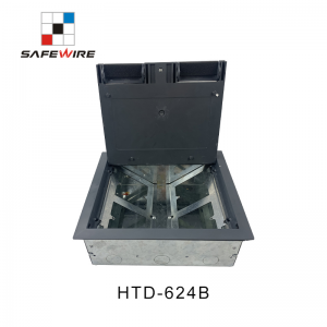 Safewire#HTD-624B : side mounting floorbox ,85~100mm galvanized steel box  (only for concrete/screed floor)