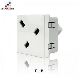 Safewire F11B 45*45mm 13A BS1363 45 Degree Shutter BS UK Socket Module/Office Socket/Desk Socket/Floor Socket