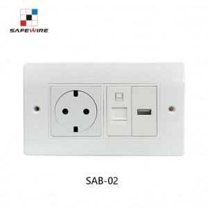 Safewire SAB-02 ABS plastic 86 146 mm 2 gang DLP trunking box with 45*45mm data and power socket embed box