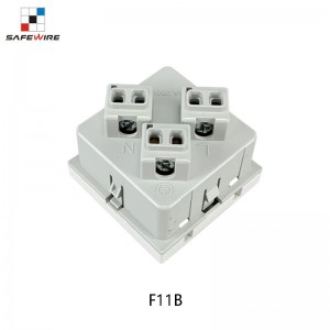 Safewire F11B 45*45mm 13A BS1363 45 Degree Shutter BS UK Socket Module/Office Socket/Desk Socket/Floor Socket