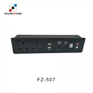 Safewire FZ-507B IEC60884 Standard Silver/Black/White Aluminum Alloy/Steel Desktop Socket/Power Socket