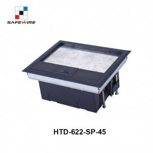 Safewire#HTD-622-SP  : 8 ways 4 modules 45*45mm modules floorbox,adjustable plastic box for raised floor or concrete floor  (additional stainless steal box)