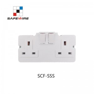 Safewire SCF-SSS 2 gang BS 13A CE and UKCA Certificate switch socket