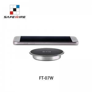 Safewire FT-07W Furniture Embedded 10W for Mobile Phone Fast Charging Table Wireless Charger with QC 3.0 adaptor