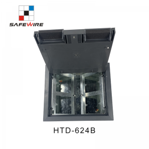 Safewire#HTD-624B : side mounting floorbox ,85~100mm galvanized steel box  (only for concrete/screed floor)