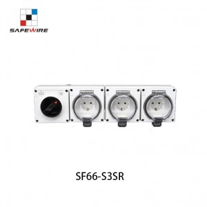 Safewire SF66-S3SR 3 Gang EU Schuko IP66 Outdoor Waterproof Wall Switch Socket