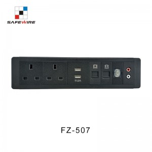 Safewire FZ-507B IEC60884 Standard Silver/Black/White Aluminum Alloy/Steel Desktop Socket/Power Socket