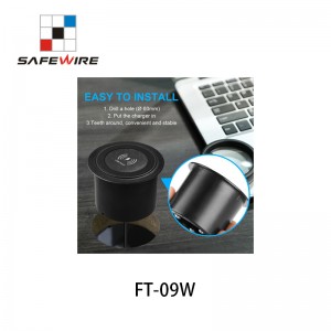 Safewire FT-09W Furniture Embedded Fast Wireless Charger with Pop-up Dual Built-in USB-a Output Charging