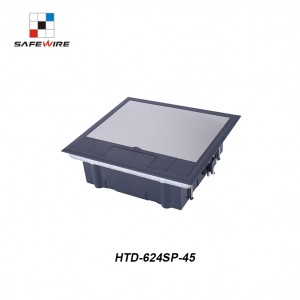 Safewire#HTD-624-45-SP  : 12 ways 45*45mm modules capacity floorbox, plastic box for raised floor or concrete floor (additional stainless steal box)