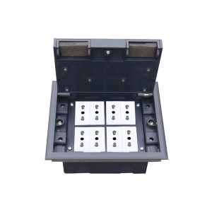 Safewire#HTD-622-SP  : 8 ways 4 modules 45*45mm modules floorbox,adjustable plastic box for raised floor or concrete floor  (additional stainless steal box)