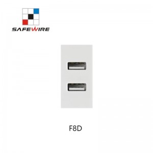 Safewire F8D Single Port USB Charging 2.1A PC Plastic 45*22.5mm Socket